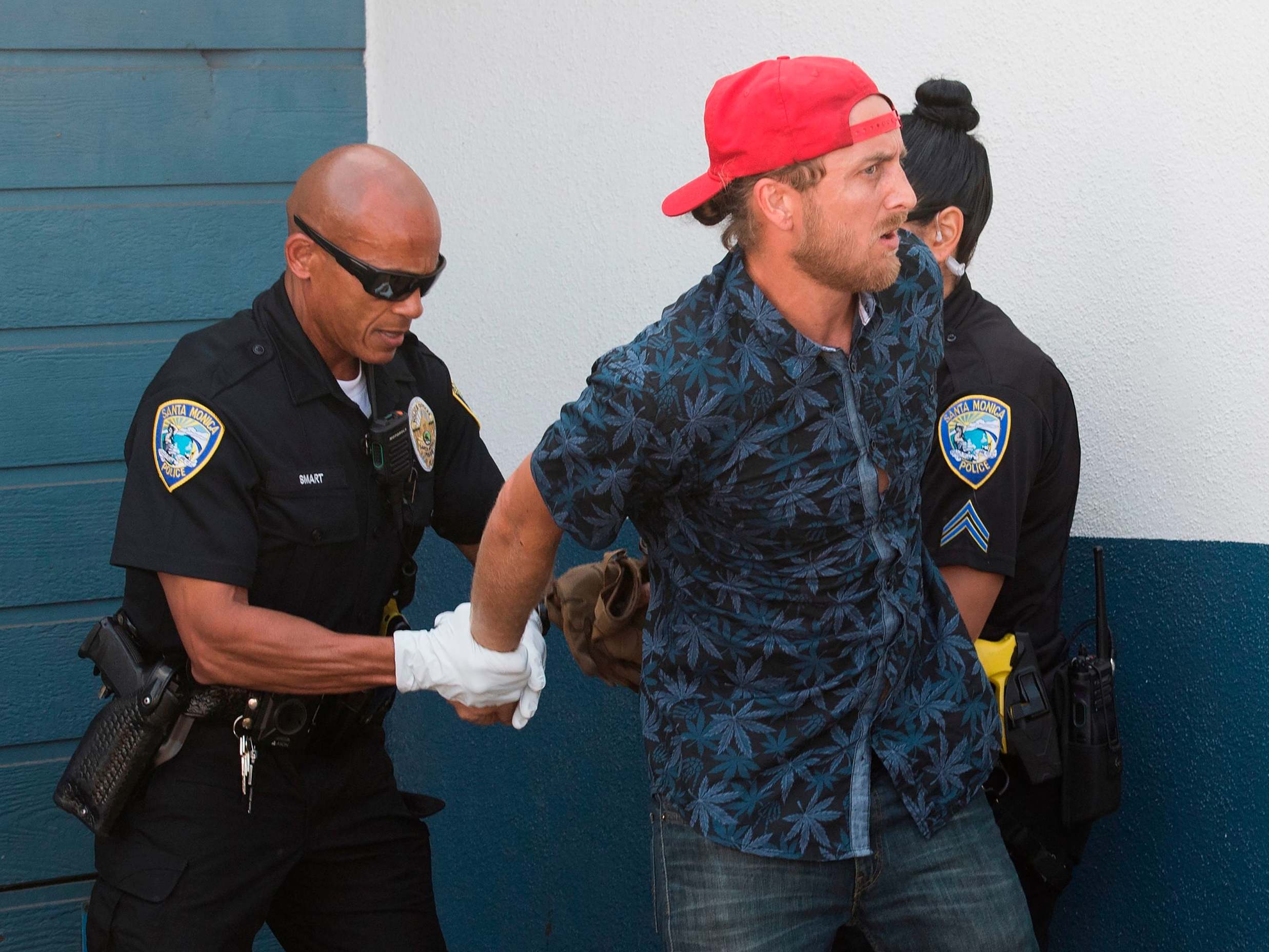 David Nicholas Dempsey seen being arrested in Santa Monica after incident