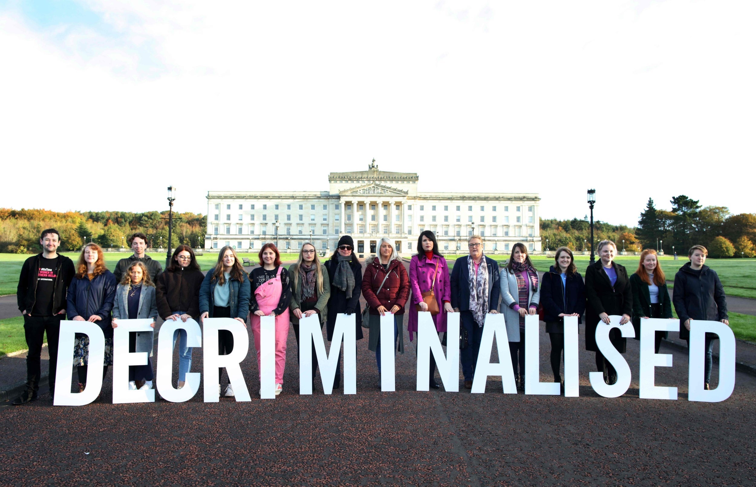 Pro-choice supporters gather outside Stormont