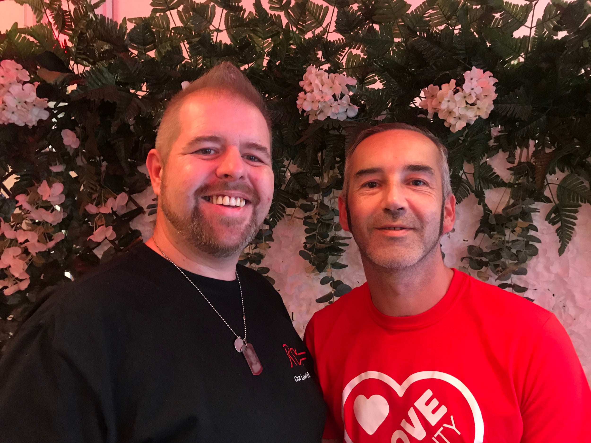 Christopher and Henry Flanagan-Kane in Belfast on Monday. The pair were one of the first same-sex couples in the UK to have a civil union in 2005. Now they are looking forward to changing their civil union to a marriage over a decade later