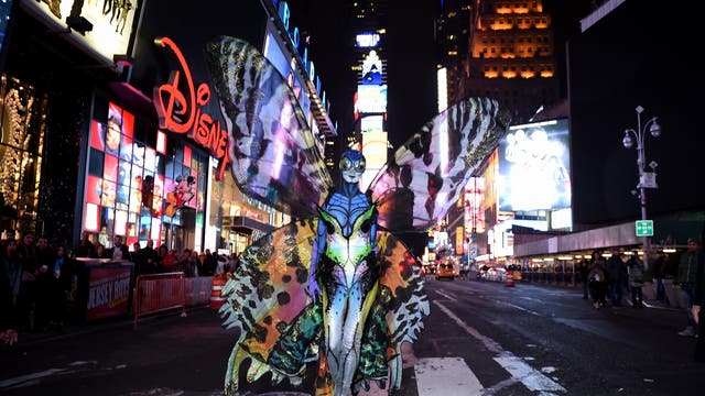 The model emerged from her cocoon when she transformed into a multi-coloured, elegant butterfly on the streets of New York
(2014)