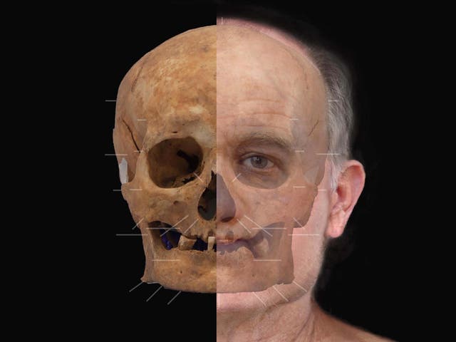 An artist's impression of a medieval skull after experts reconstructed the face of the man whose 600-year-old skeleton was unearthed during excavation work at the redevelopment of Aberdeen Art Gallery in 2015.