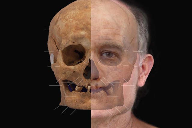 An artist's impression of a medieval skull after experts reconstructed the face of the man whose 600-year-old skeleton was unearthed during excavation work at the redevelopment of Aberdeen Art Gallery in 2015.