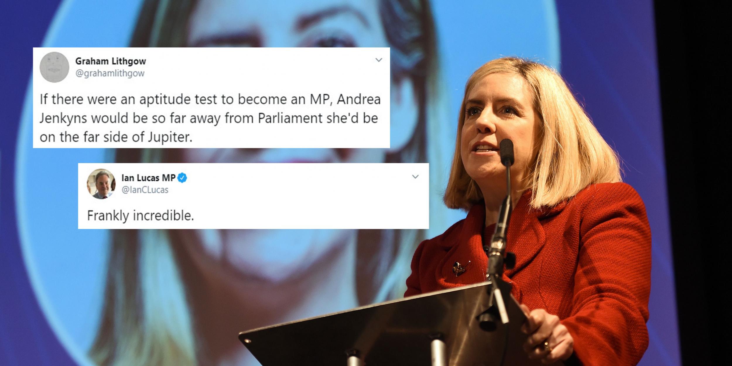 Jenkyns speaks at a Brexit rally