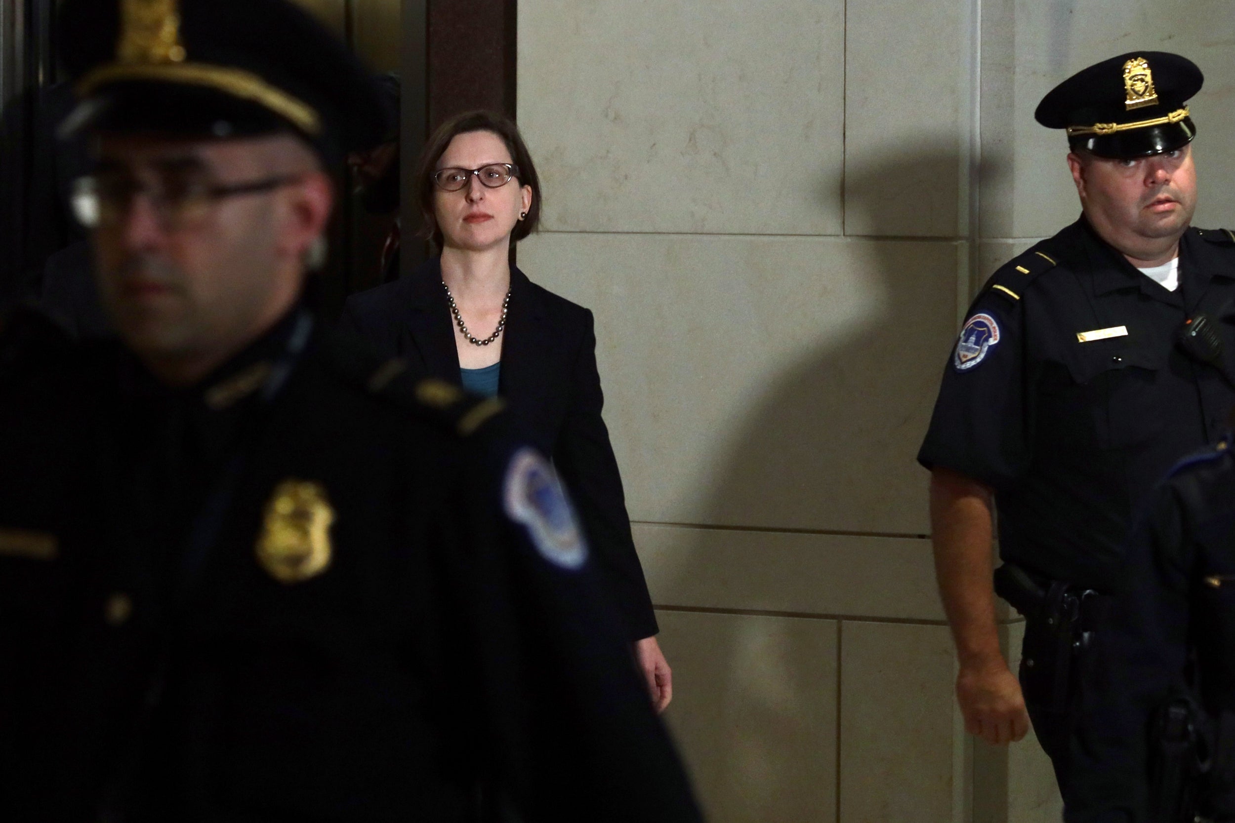 Laura Cooper, deputy assistant secretary of defence, arrives at the US Capitol to give evidence to the impeachment hearings