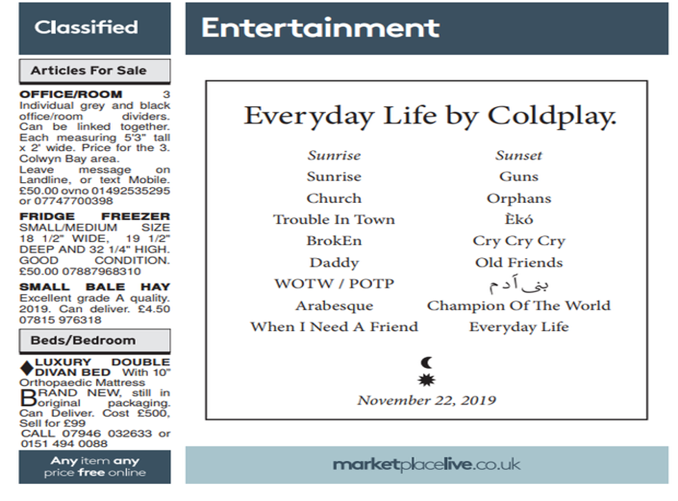 wetenschappelijk Eerste violist Coldplay new album: Song list and release date for Everyday Life revealed |  The Independent | The Independent