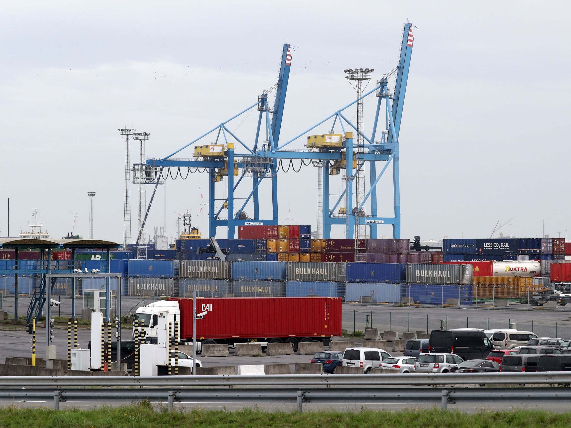 Shipping containers at the port of Zeebrugge in Belgium after 39 bodies were found inside a lorry that had travelled from the port to the Port of Tilbury in Essex