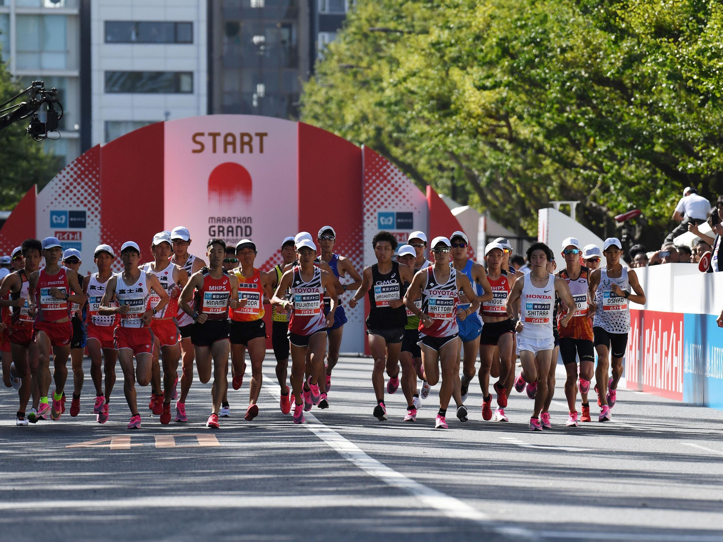 Athletes compete at the marathon test event for the 2020 Tokyo Olympic Games