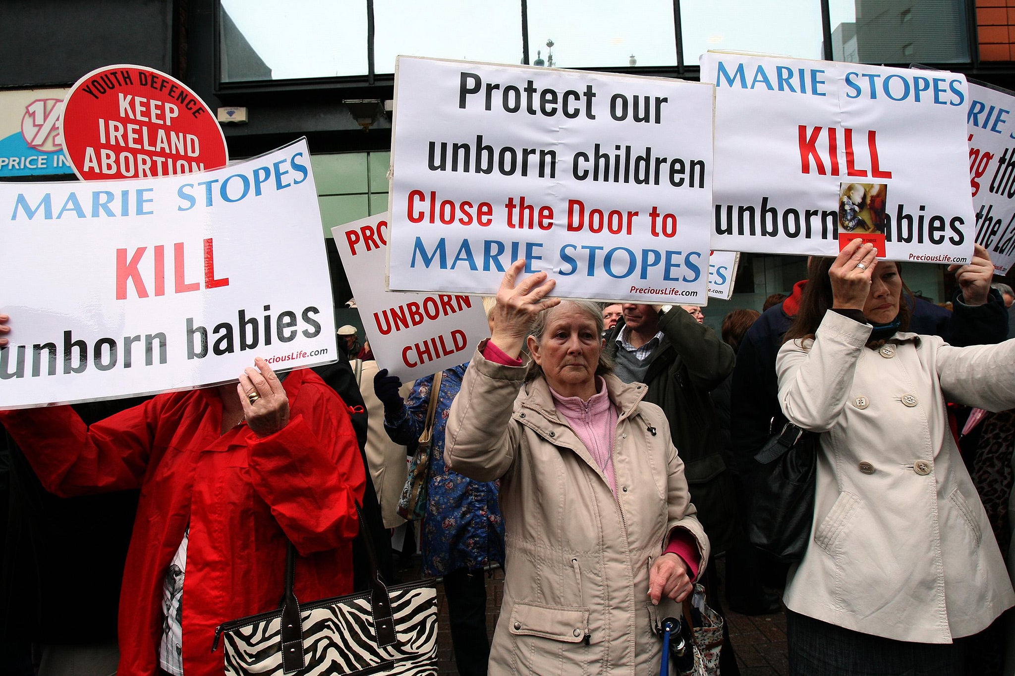 Pro-life campaigners outside a newly opened Marie Stopes clinic in Belfast in 2012