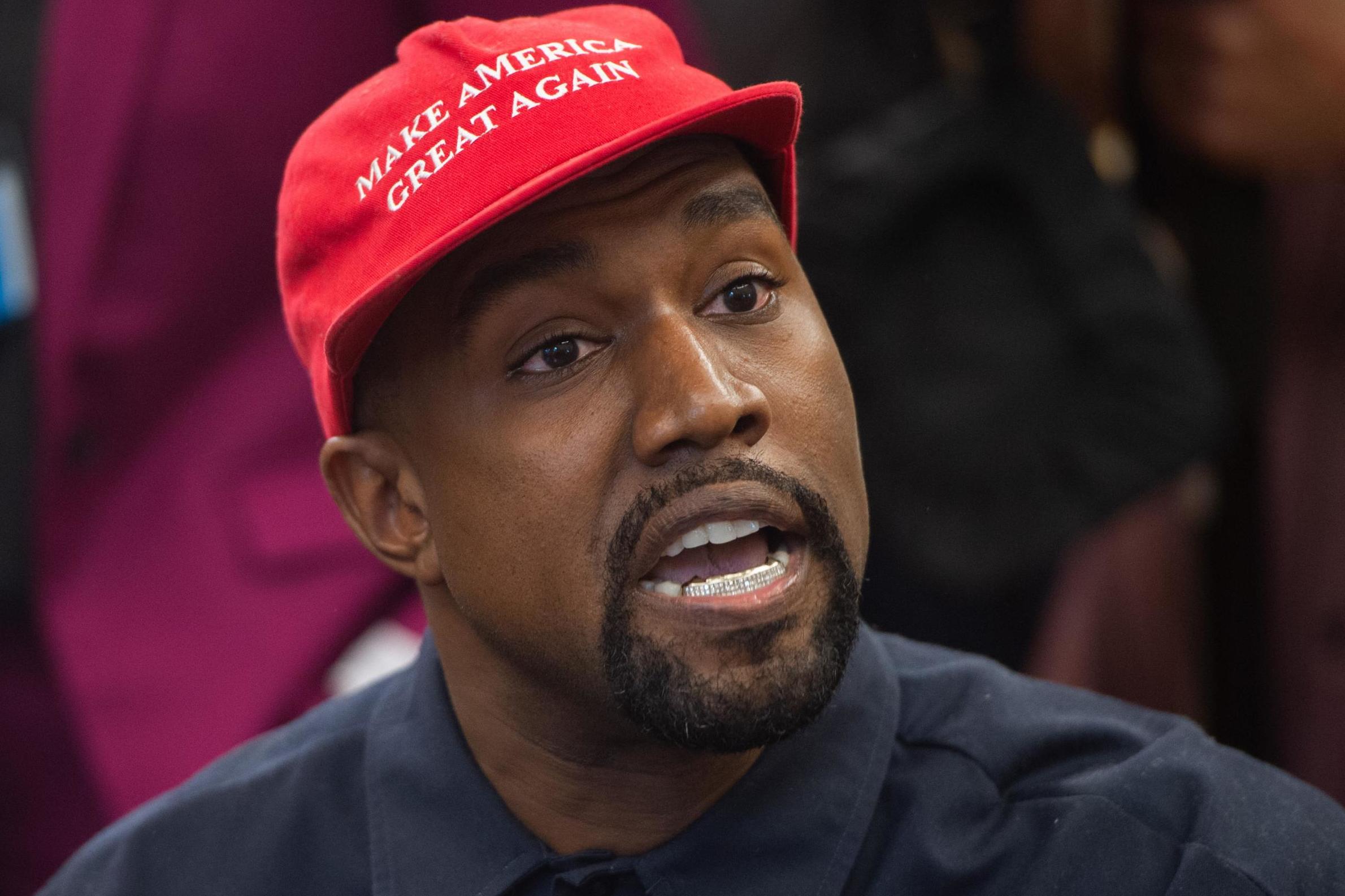 Kanye West during his meeting with Donald Trump in the Oval Office of the White House in Washington, DC, on 11 October, 2018.