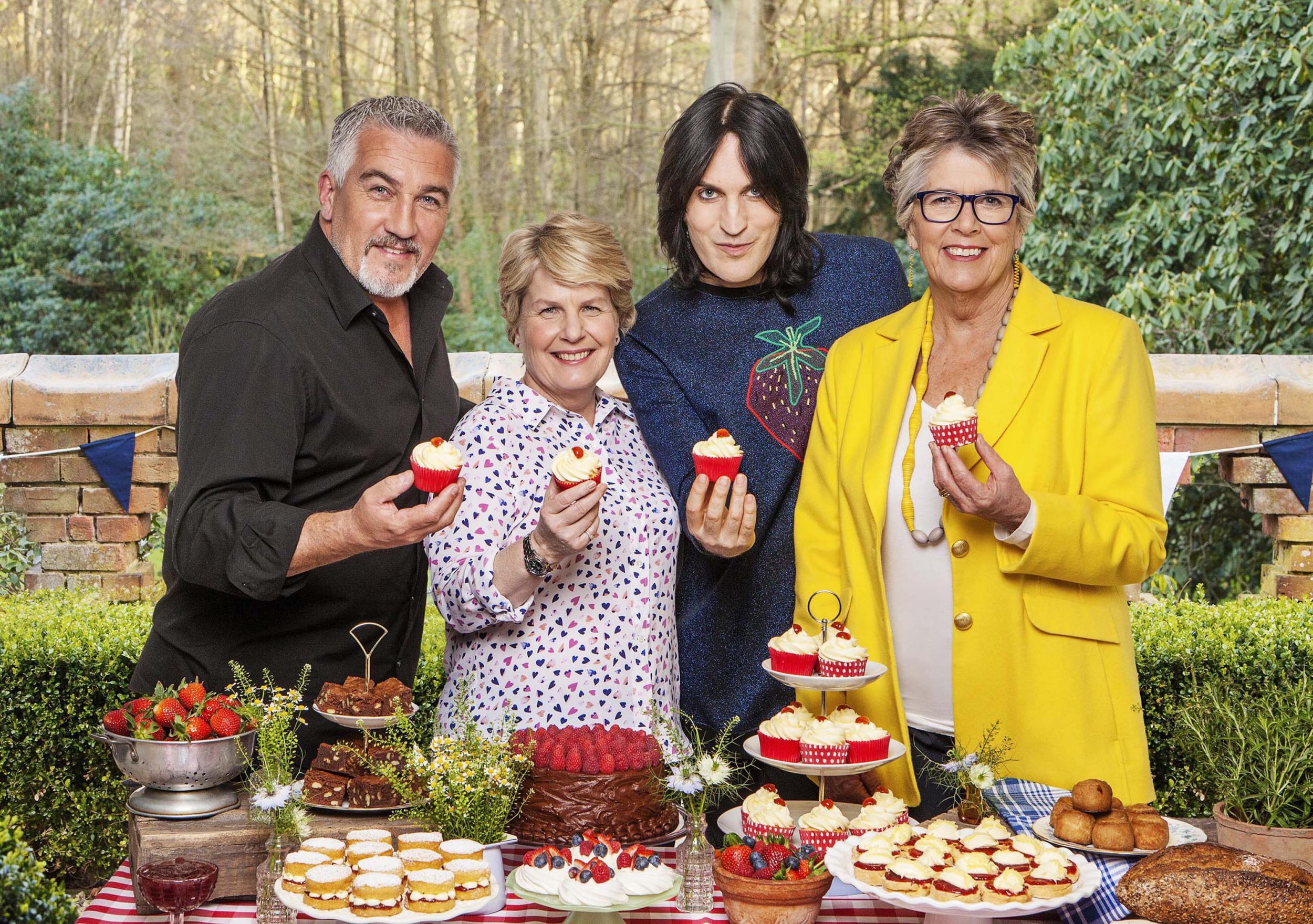 Up for the cupcakes: judges and presenters prepare for Tuesday’s GBBO final