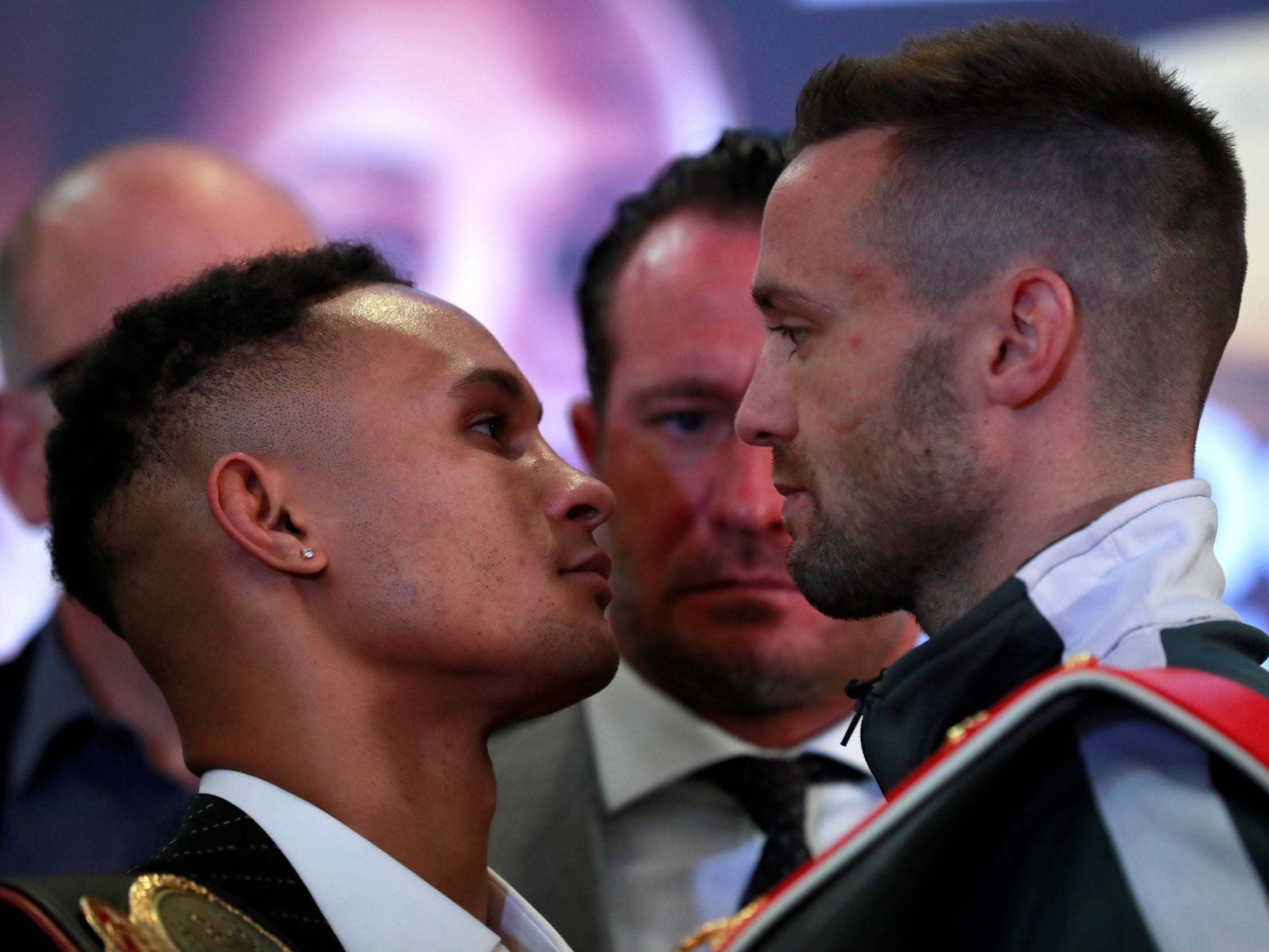 Josh Taylor and Regis Prograis pose after the press conference