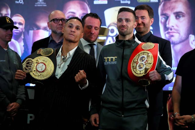 Josh Taylor and Regis Prograis pose after the press conference