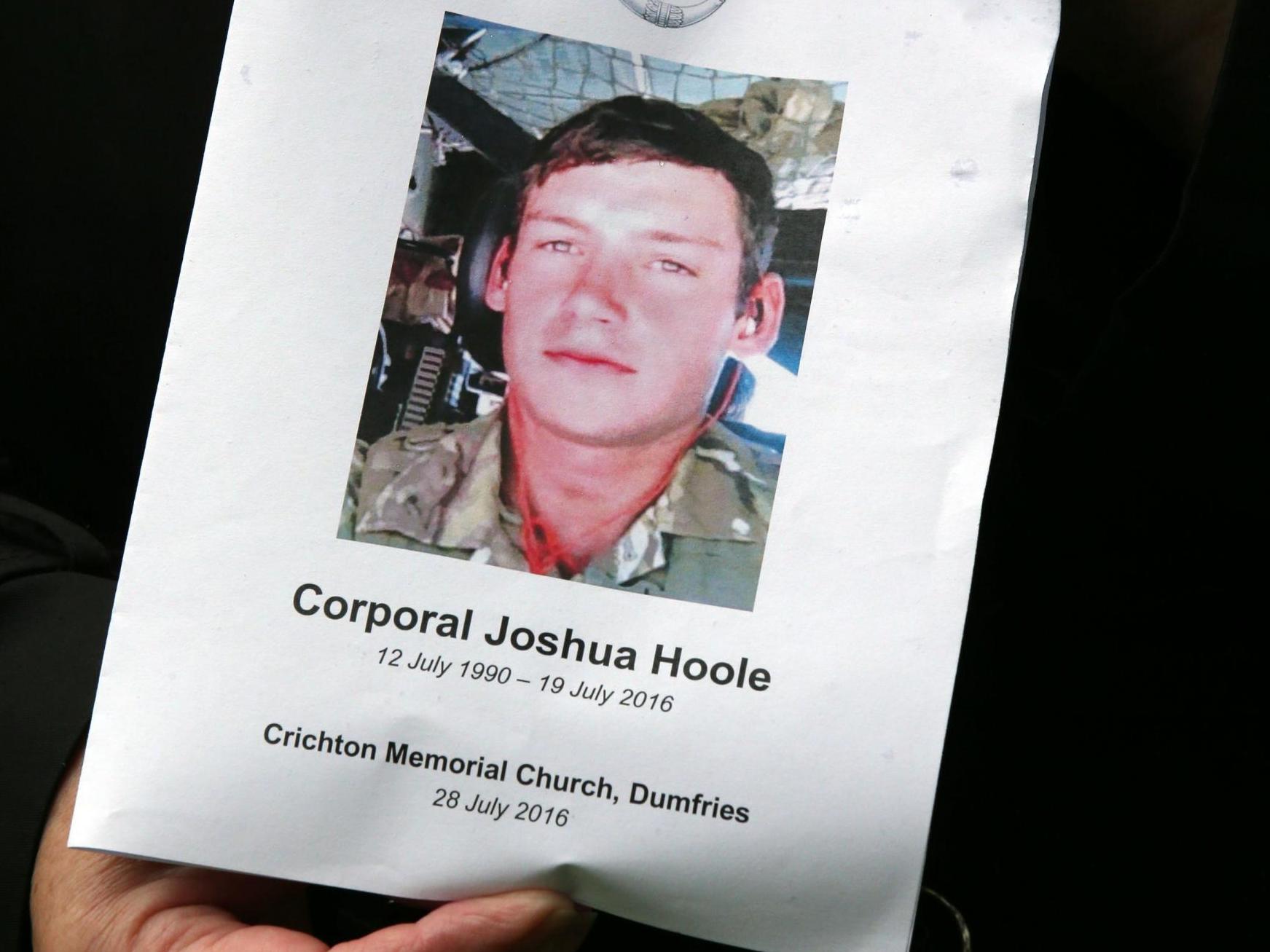Corporal Joshua Hoole collapsed near the end of an eight-mile march at an army training centre