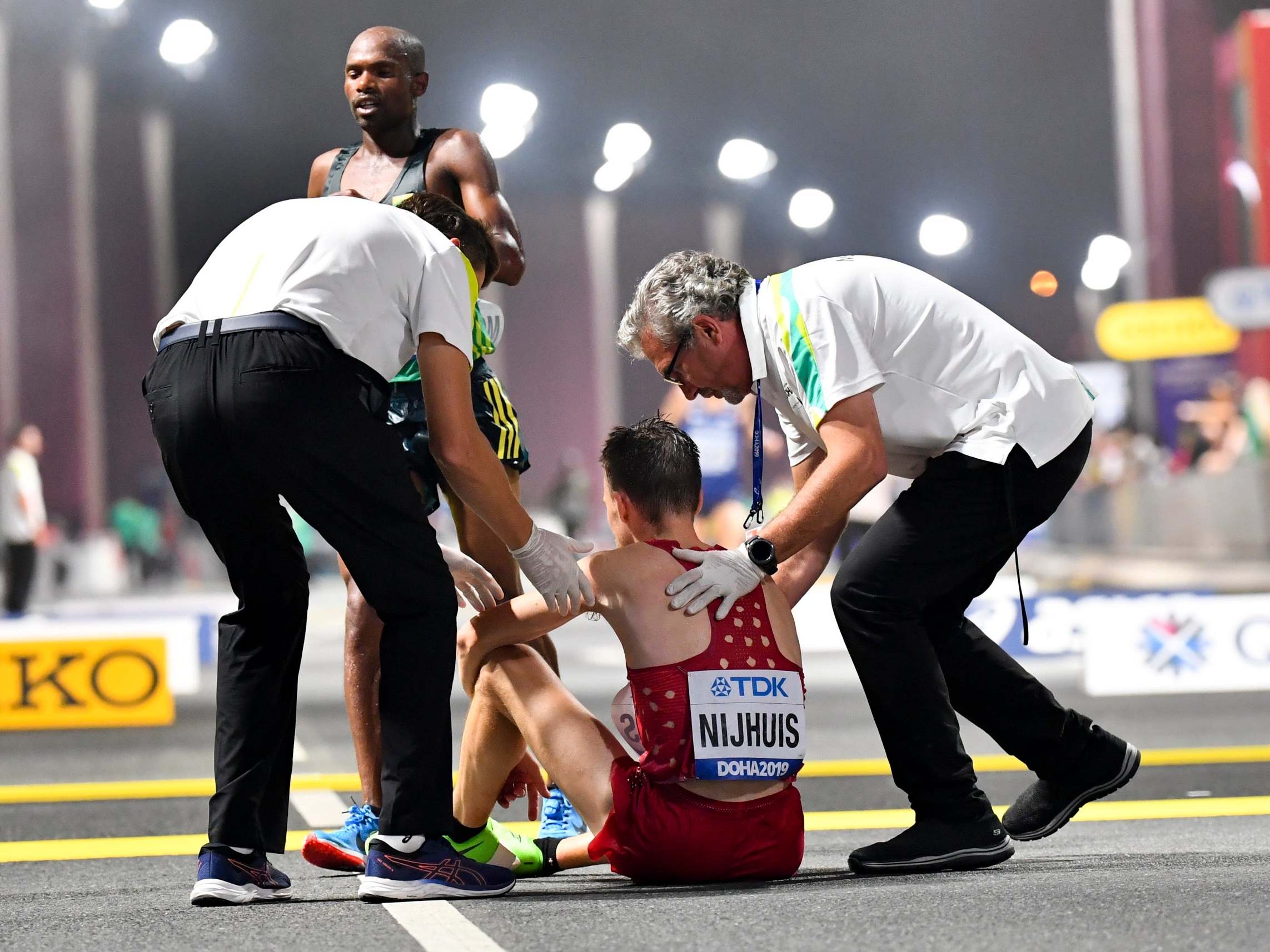 The World Championships marathon in Doha was held at midnight to combat the heat
