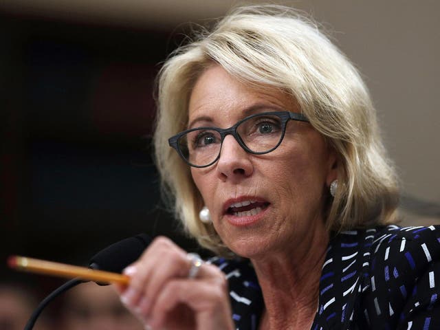 US Secretary of Education Betsy DeVos testifies during a congressional hearing