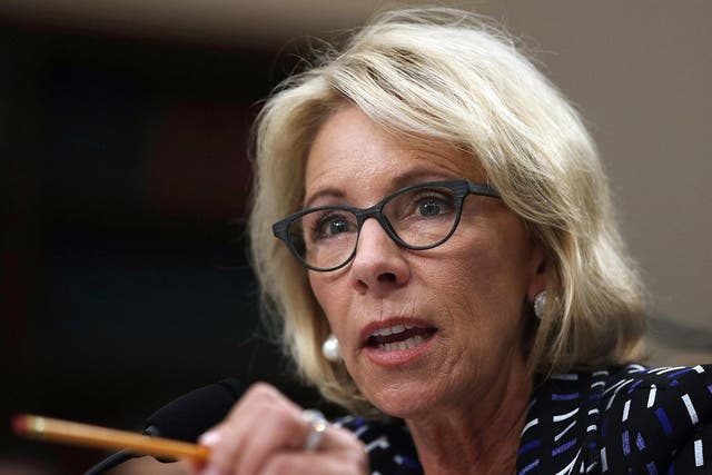 US Secretary of Education Betsy DeVos testifies during a congressional hearing