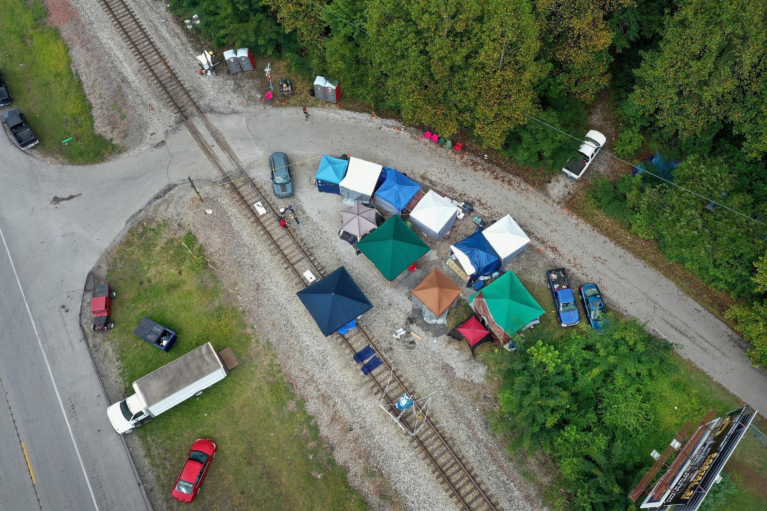 An aerial shot of the site, after miners realised they had a $1m bargaining chip
