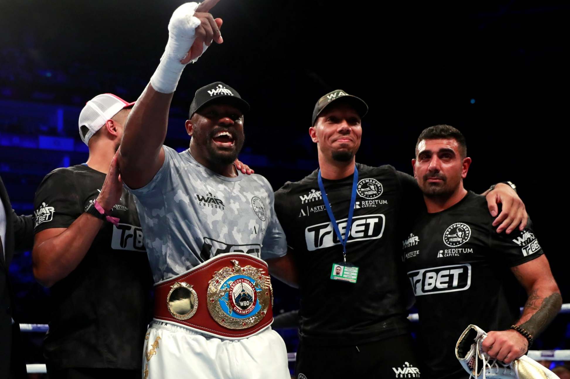 Dereck Chisora celebrates his win against David Price