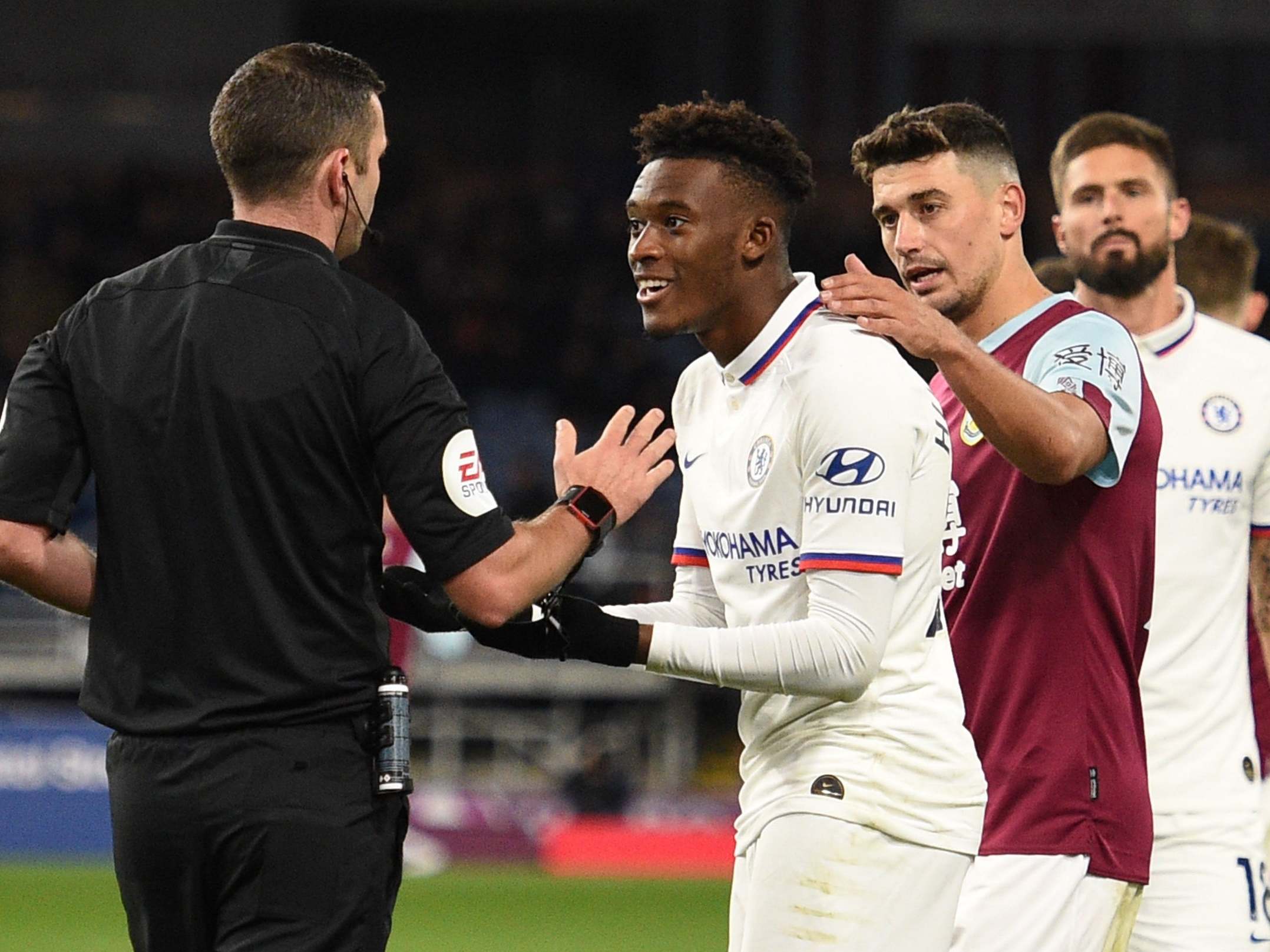 Chelsea's Callum Hudson-Odoi protests for a penalty