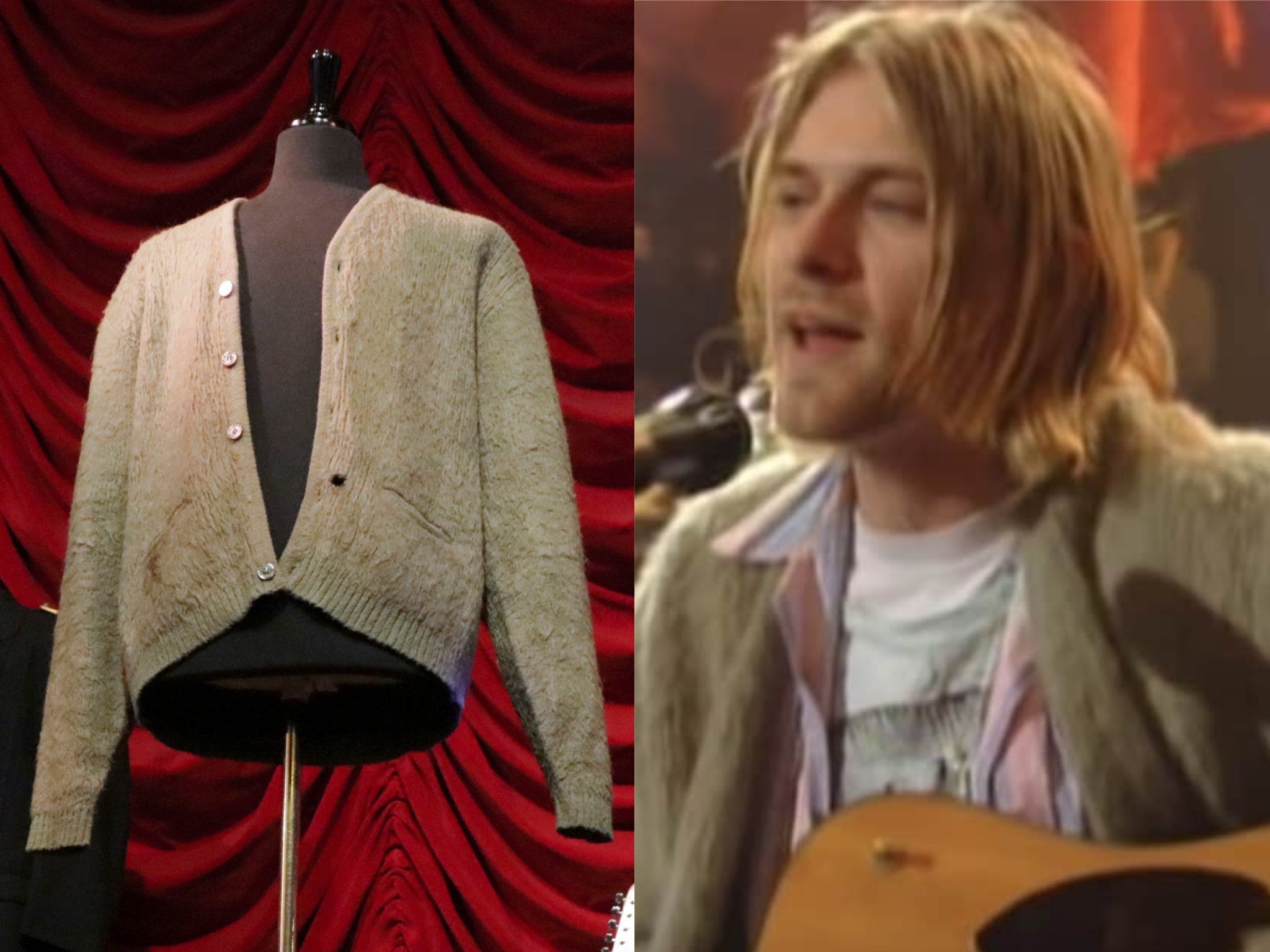 Kurt Cobain's cardigan worn on MTV Unplugged sells for record £260,000 |  The Independent | The Independent