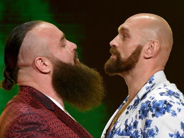 Fury and Strowman pose head to head
