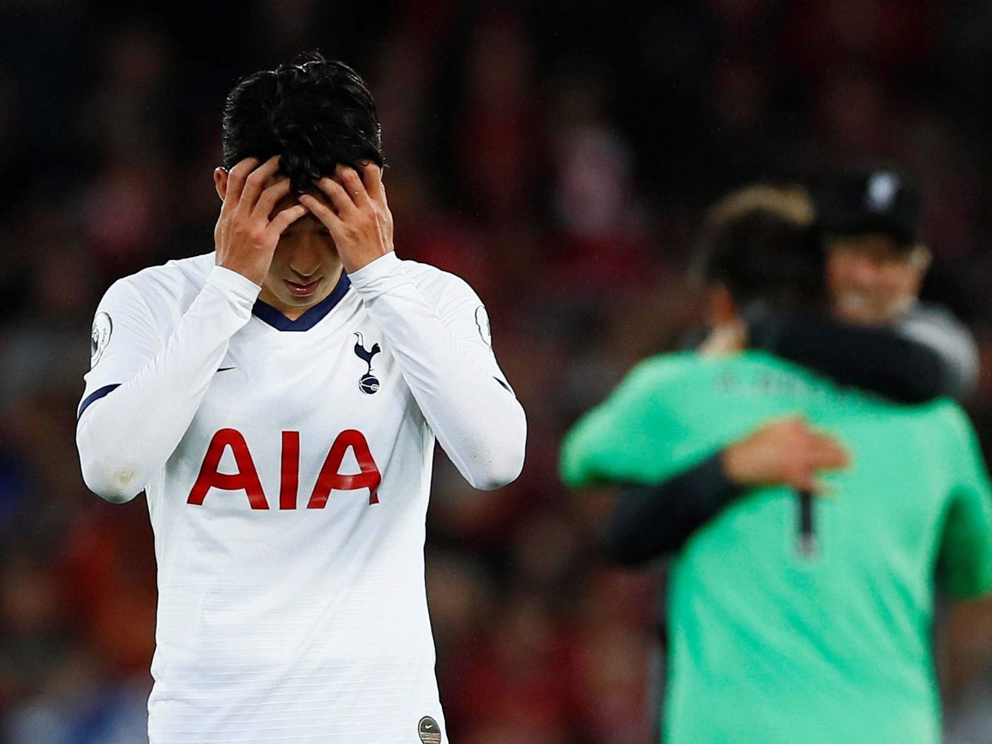 Tottenham Hotspur’s Son Heung-min looks dejected after the match