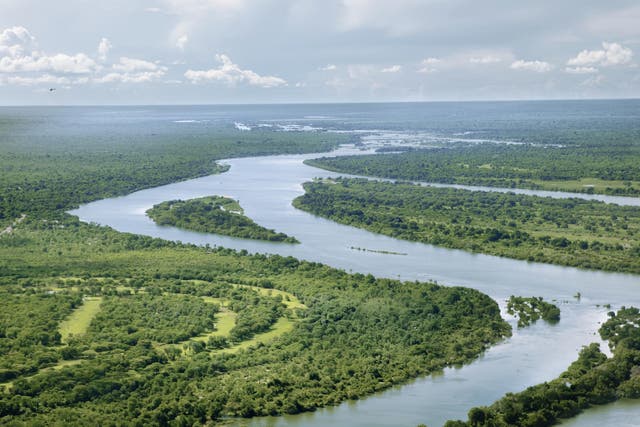 Humans evolved south of the to Zambezi river (pictured) which was once home to Africa's largest ever lake