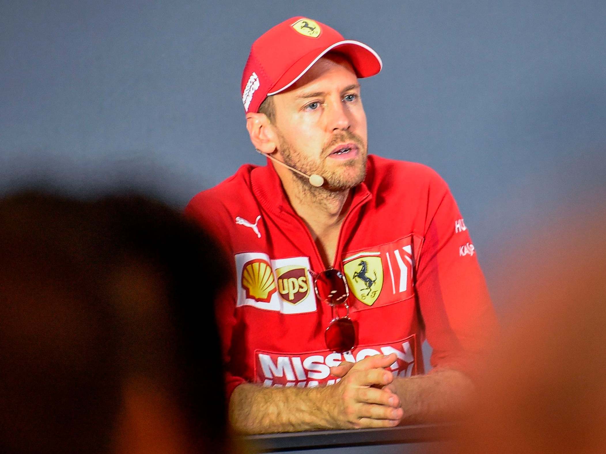 Sebastian Vettel attends a press conference