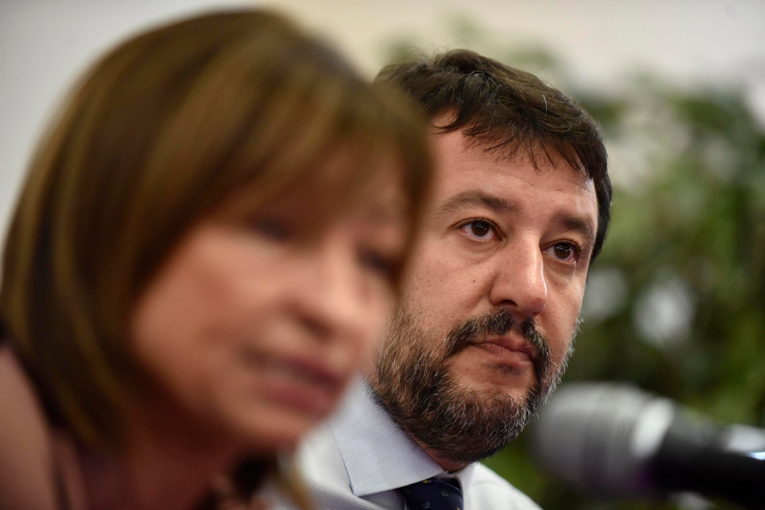 Winning candidate Donatella Tesei with Matteo Salvini