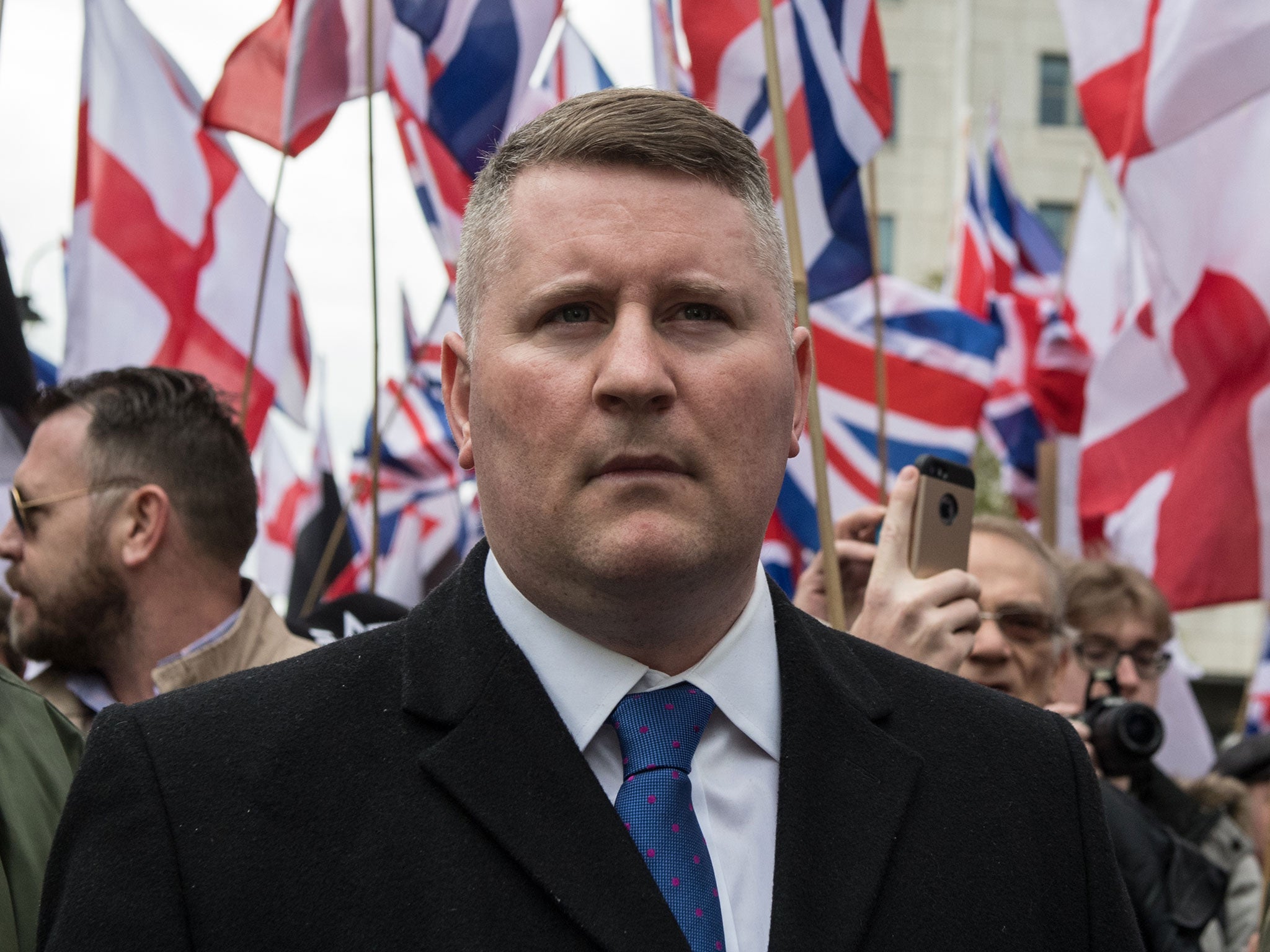 Britain First leader Paul Golding was convicted of a terror offence in May
