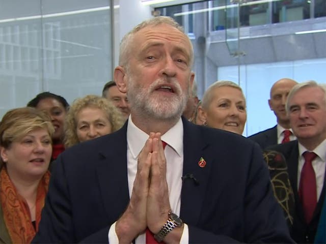Jeremy Corbyn announces his party’s decision to back an election today (