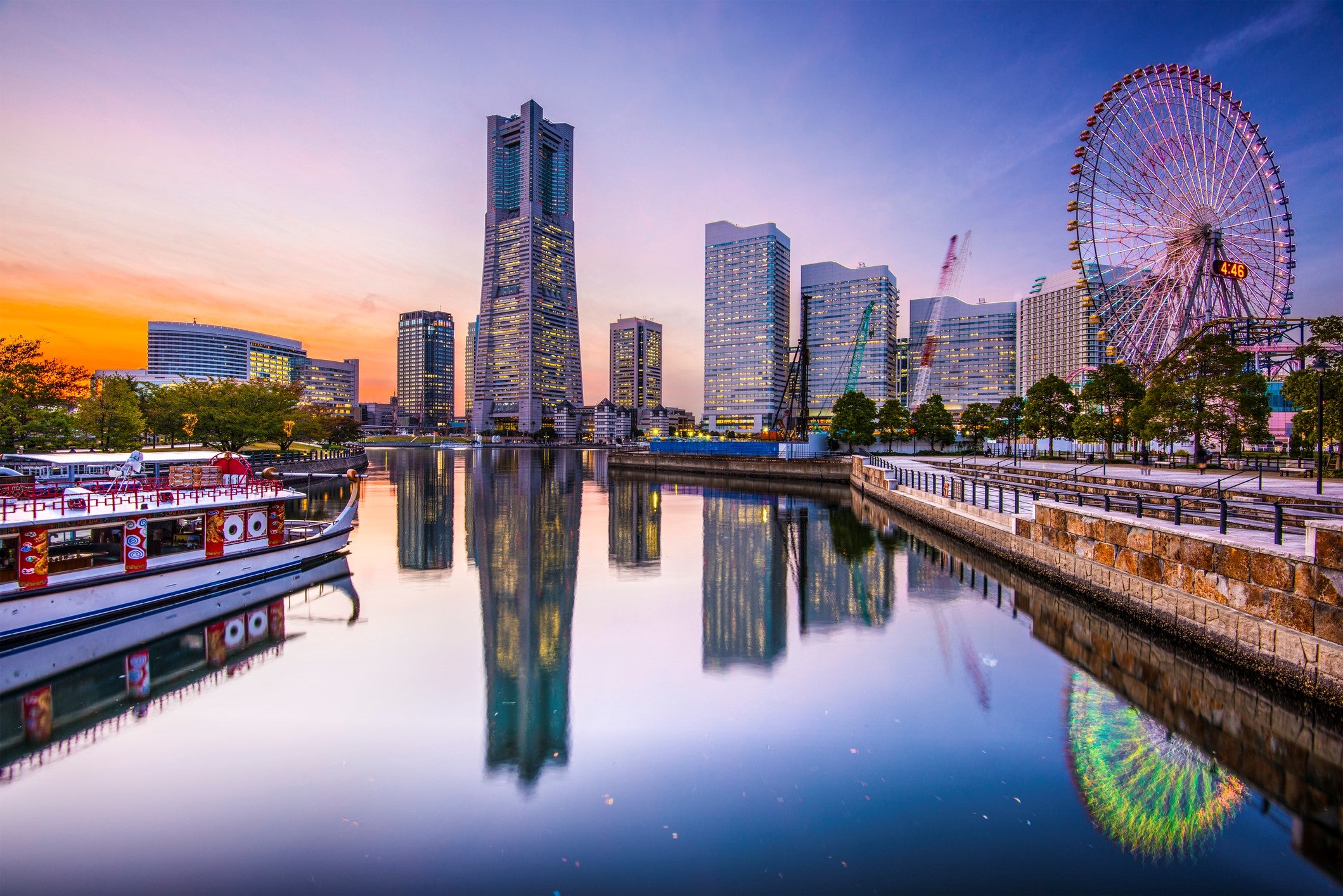 The skyline at Yokohama’s Minato Mirai waterfront district (Getty)