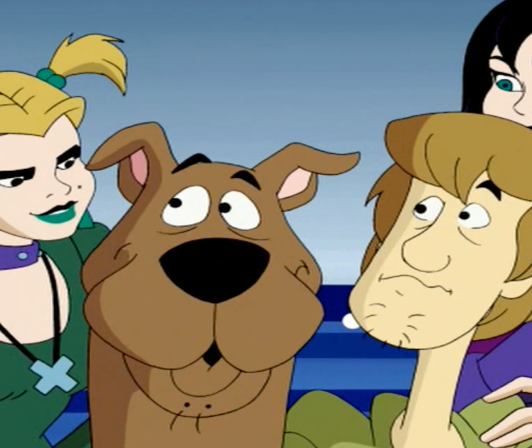 The Hex Girls, sporting slight makeovers, alongside Scooby and Shaggy in ‘Scooby-Doo and the Legend of the Vampire’ (2003)