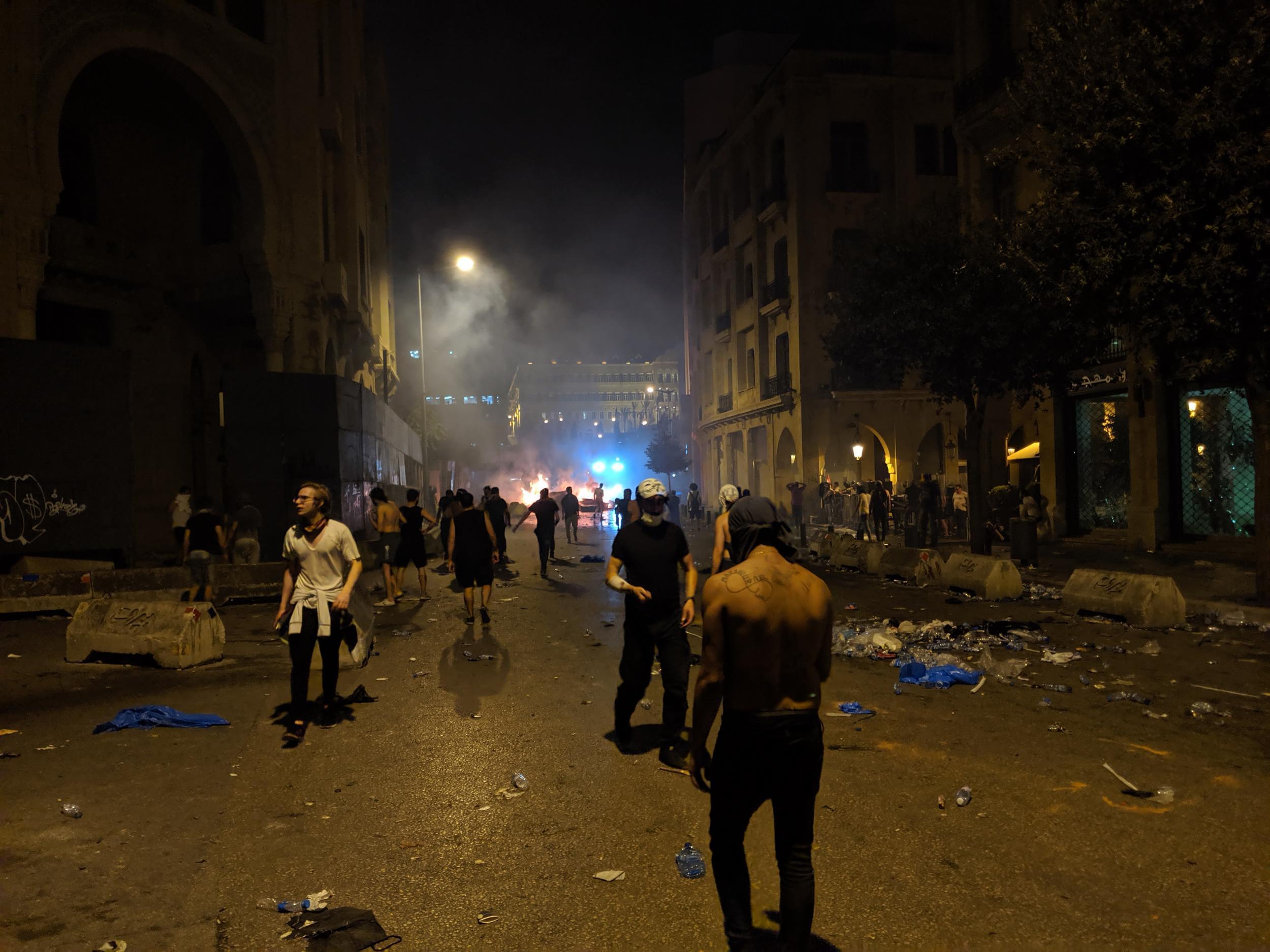 Protesters continued to clash with police into the second night. Downtown Beirut became a battleground as volleys of tear gas rained down on demonstrators.