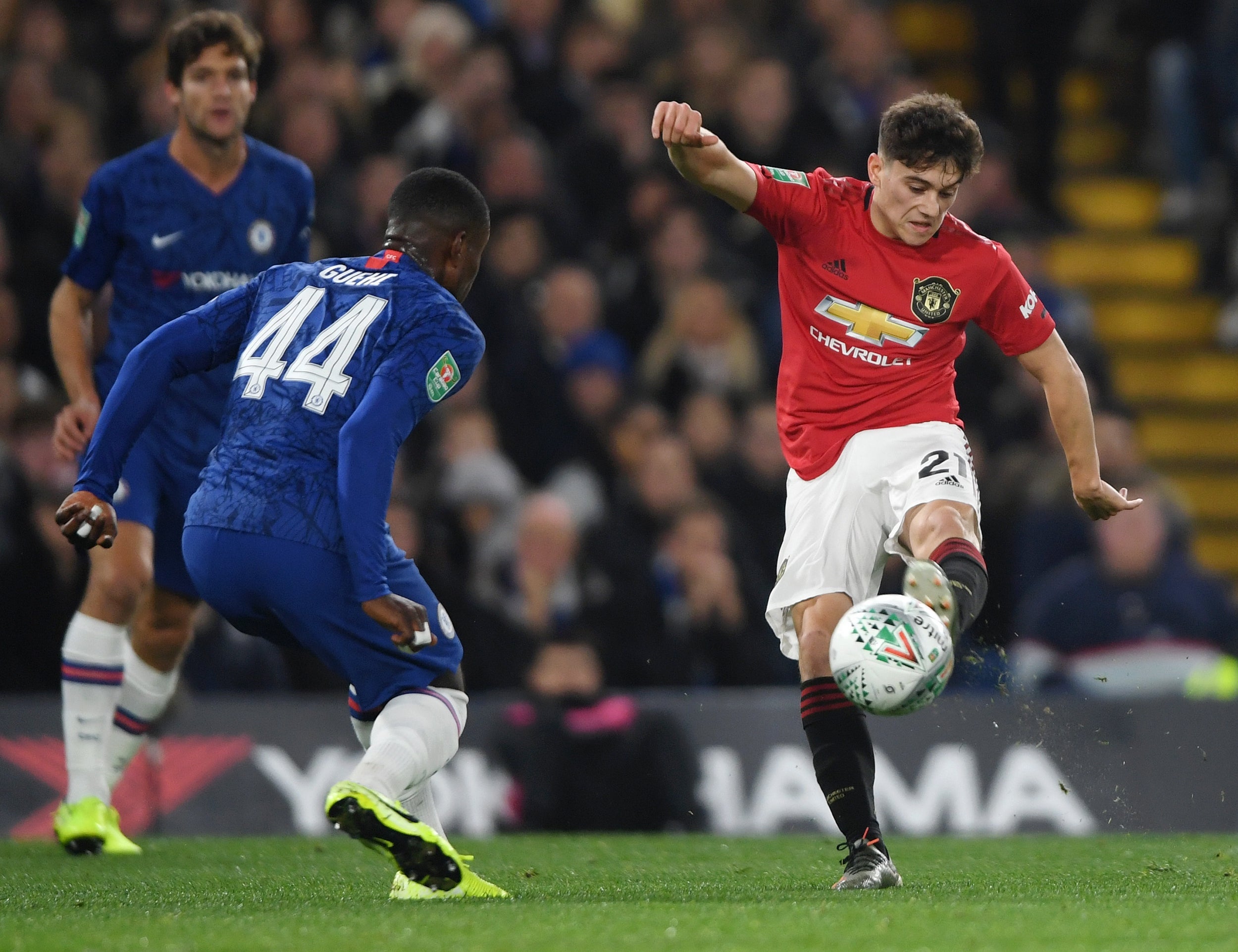 Rashford’s first came after Marcos Alonso fouled Daniel James