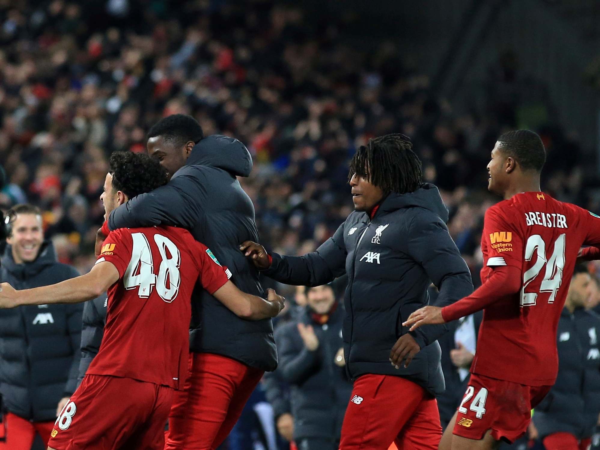 Liverpool celebrate their penalty shoot-out