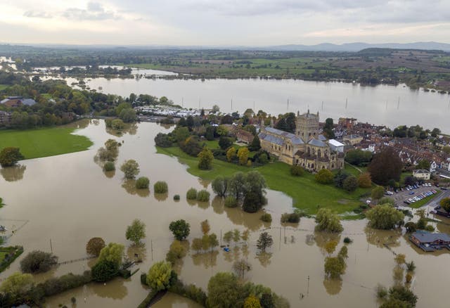 Flooding in Tewkesbury, Gloucestershire, on 28 October