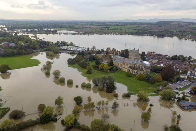 Flooding in Tewkesbury, Gloucestershire, on 28 October