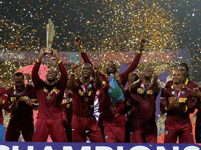 West Indies celebrate winning the Twenty20 World Cup in 2016