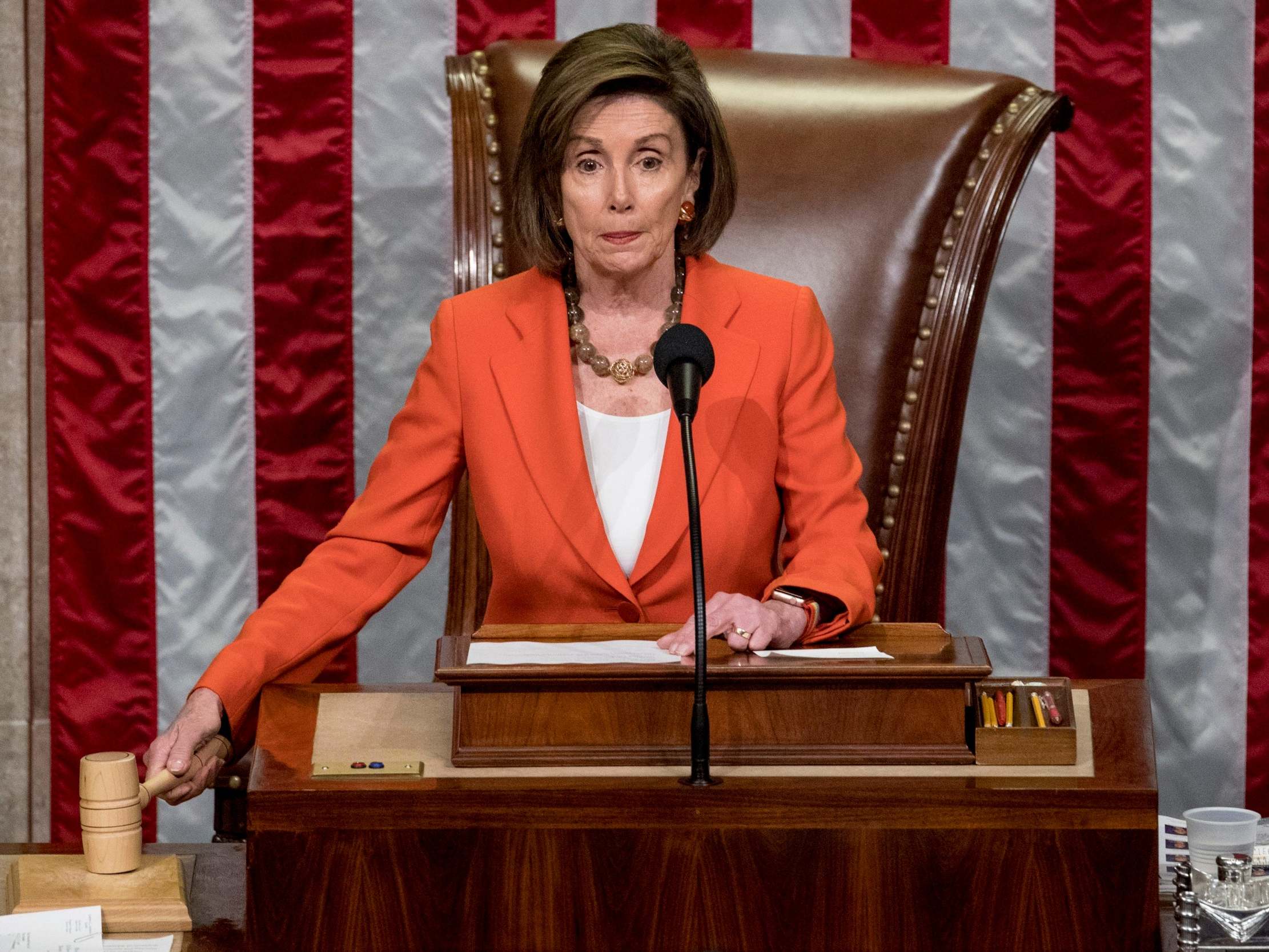 Nancy Pelosi gavels as she presides over House impeachment vote
