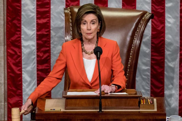 Nancy Pelosi gavels as she presides over House impeachment vote