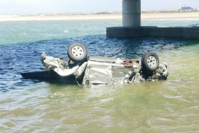 Their car went off the bridge after it collided with another vehicle on the N2 motorway in Bluewater Bay