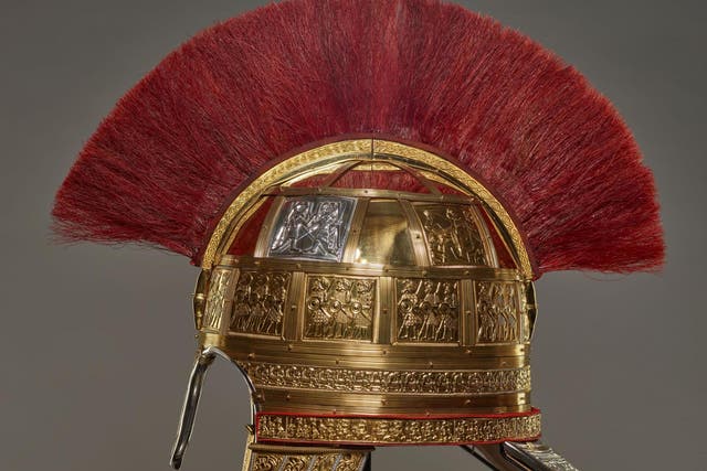 Golden helmet found in the Staffordshire Hoard.