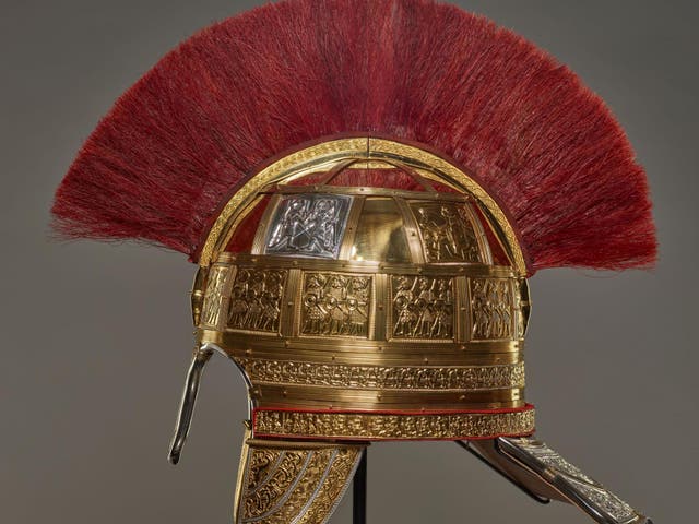 Golden helmet found in the Staffordshire Hoard.
