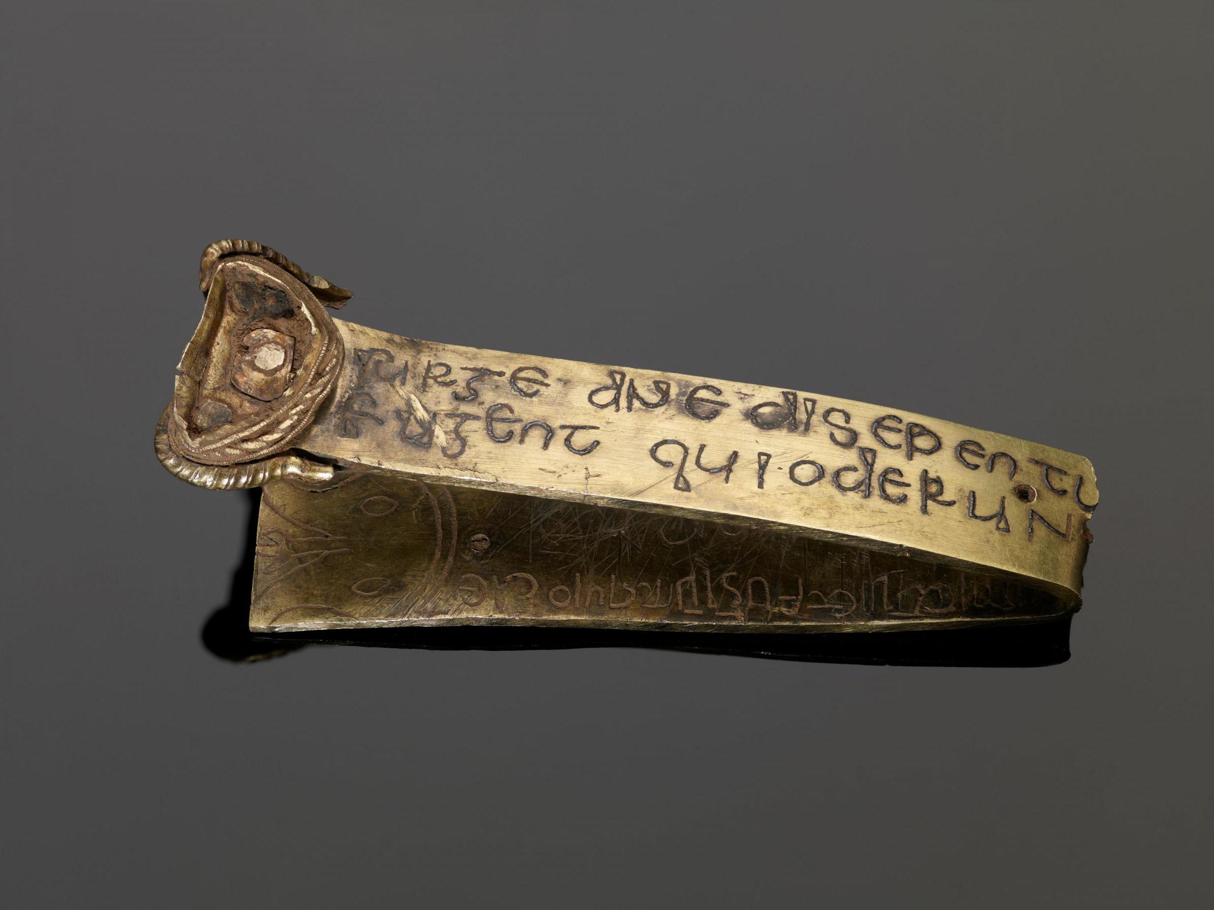 Gold inscribed strip from the Staffordshire Hoard