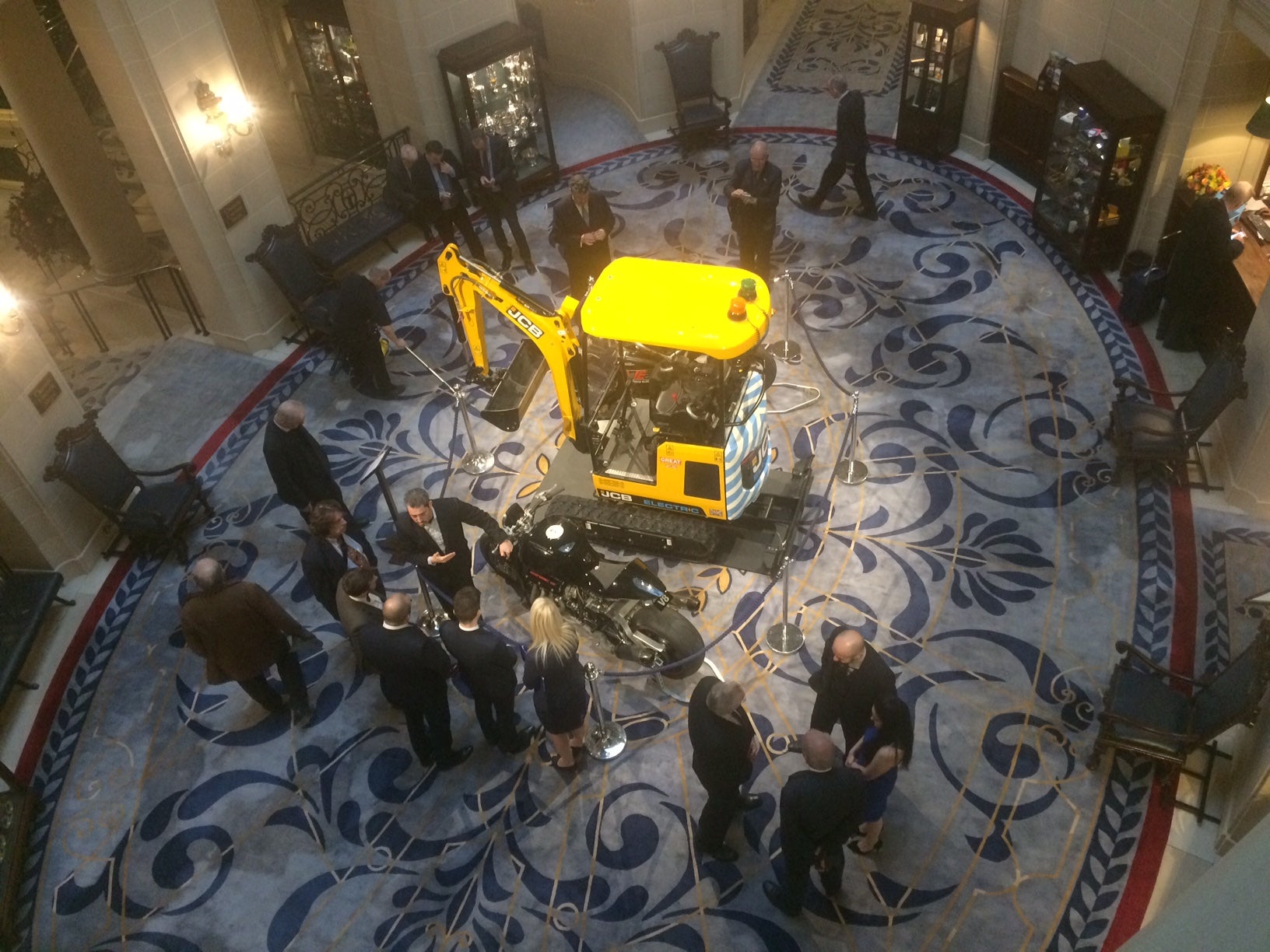 The JCB in the rotunda of the Royal Automobile Club (Sean O’Grady)