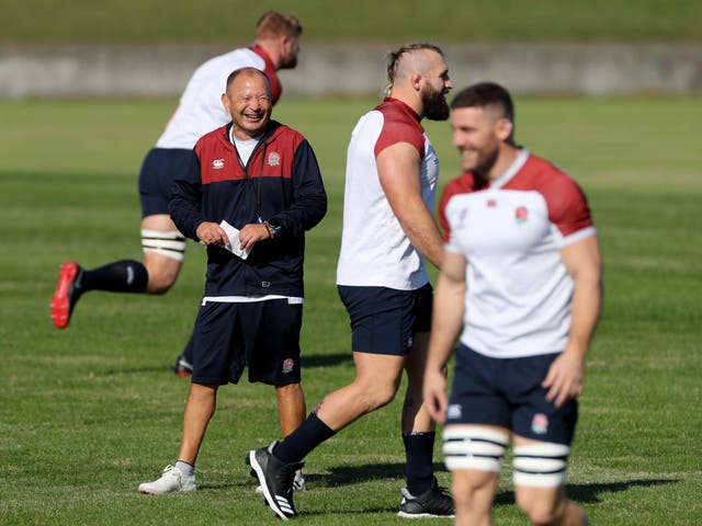 Eddie Jones, the England head coach laughs