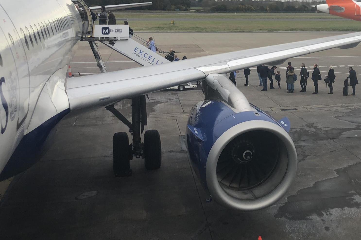 Standing start: boarding a BA Airbus A321 in Edinburgh