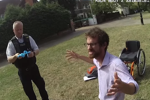 Bodycam footage showed Christian Hacker praying outside the Marie Stopes facility - breaching the protection order put in place by Ealing council