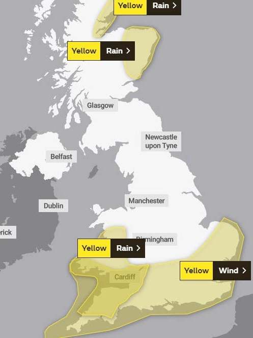 Met Office weather warnings in place on Saturday